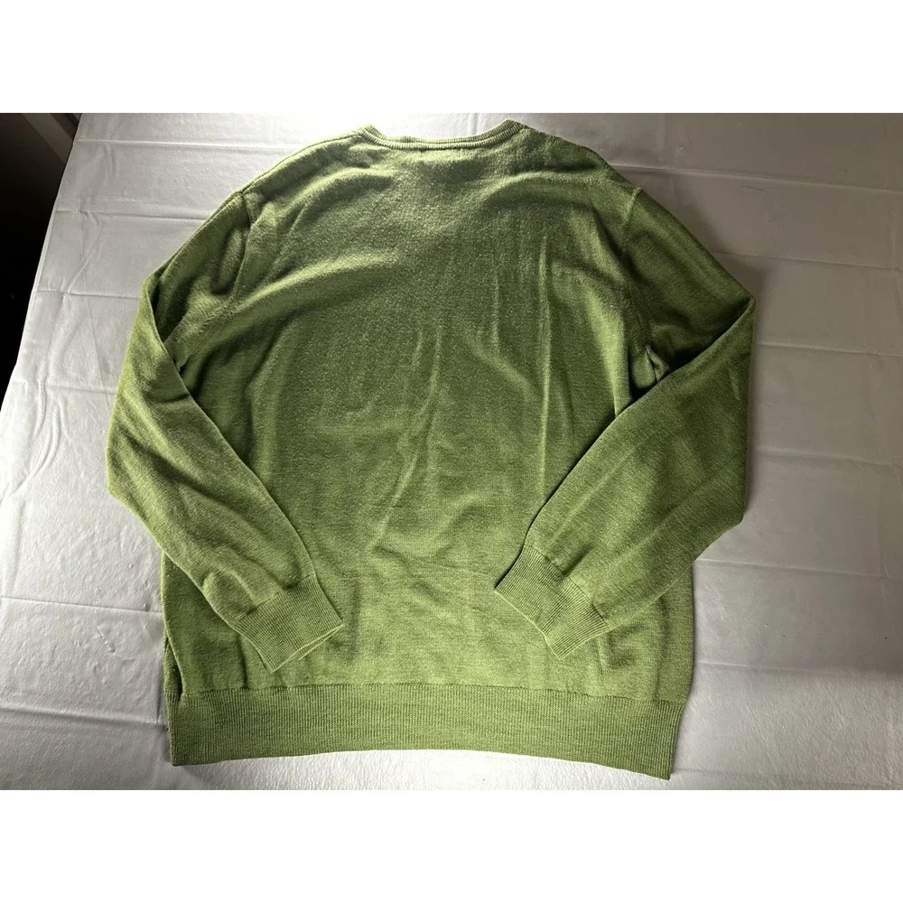 VTG Banana Republic Sweater Mens XXL Olive Green 100% Merino Wool V-Neck Classic
